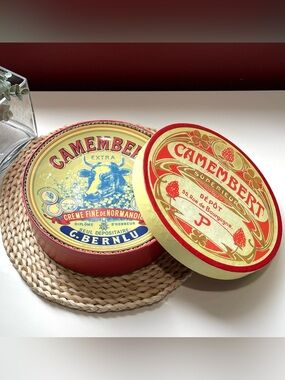 Vintage 2003 Camembert Ceramic Cheese Plate 8” Set of 4 w/Box - Bia Cordon Bleu
